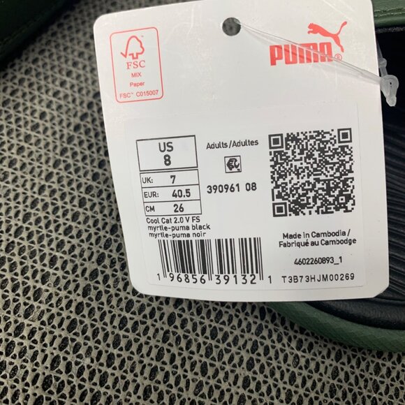 Puma Mens Size 8 Green & Black Slip-On Slide Sandals Logo Adjustable Comfort - Picture 2 of 5